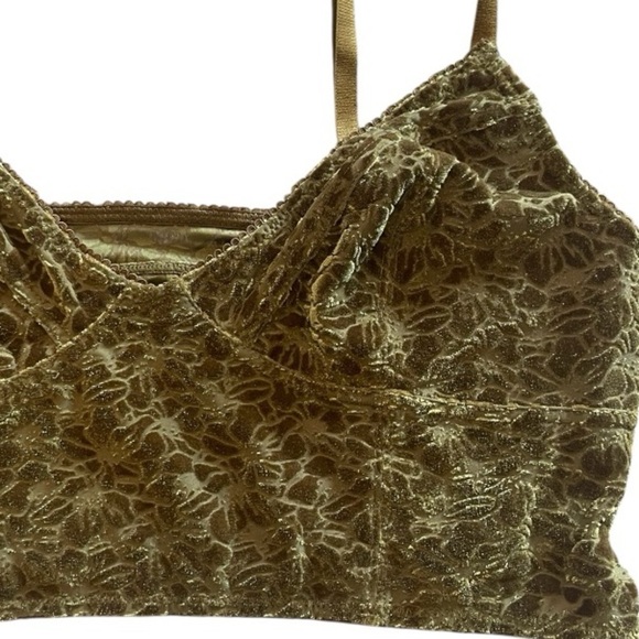 NWT Intimately Free People Carrie Flocked Floral Velvet Bralette, Olive Green, L - Picture 14 of 15